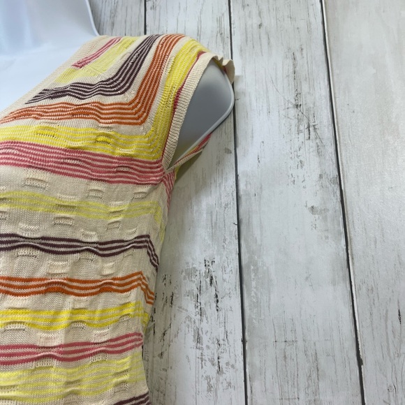 Anthropologie Sparrow Pointelle Knit 3 Button Strip Cap Sleeve Cardigan X Small - Picture 6 of 8